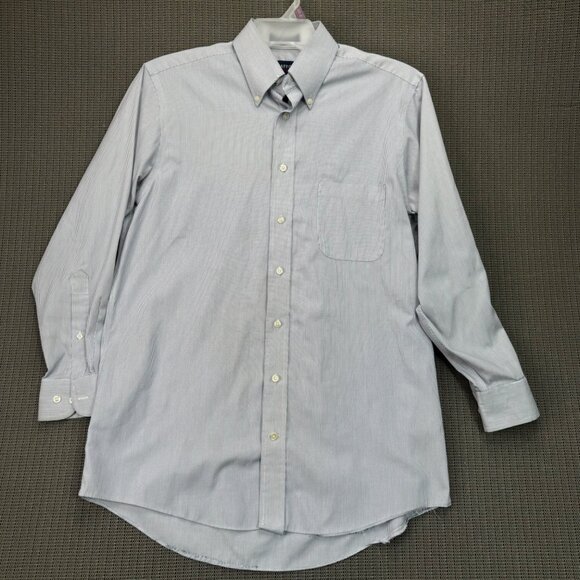 Stafford Performance Classic Fit Button-Down Shirt Blue Pinstripe 15.5 32-33 - Picture 1 of 8
